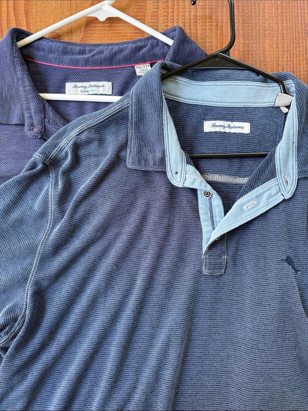 Tommy Bahama Two-Tone Navy Polo with Light Blue Trim